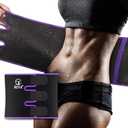 RIYA Waist Trimmer Sweat Waist Trainer for Women and Men Waist Sweat Belt Band Belly Stomach Wrap (Belt M : 8.5"Width x 41"Length, Purple)