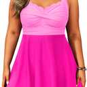 Aqua Eve Plus Size Swim Dress - Two Piece Tankini Tummy Control Bathing Suit with Shorts 2025 Swimsuit (Pink)
