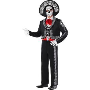 Morph Day Of The Dead Costume For Men, Mariachi Costume Men, Dia De Los Muertos Costumes For Adults, Halloween Costumes Adult (3X-Large)