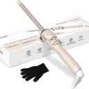 1/2 Inch Dual Voltage Hair Curling Wand for Beach Waves, Frizz-Free, and Lasting Curls - Salon Hair Curlers and Styling Tool for Short & Long Hair, Heat Glove Included (0.5 In)