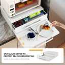 2-Tier Pull-Out Cabinet Organizer with Drawer & Countertop, Adjustable Kitchen Microwave Stand, Spice Rack Storage for Countertop, Cabinet, Pantry, Steel, White (18.3''W x 14.1-24.3''D x 5.5''H)