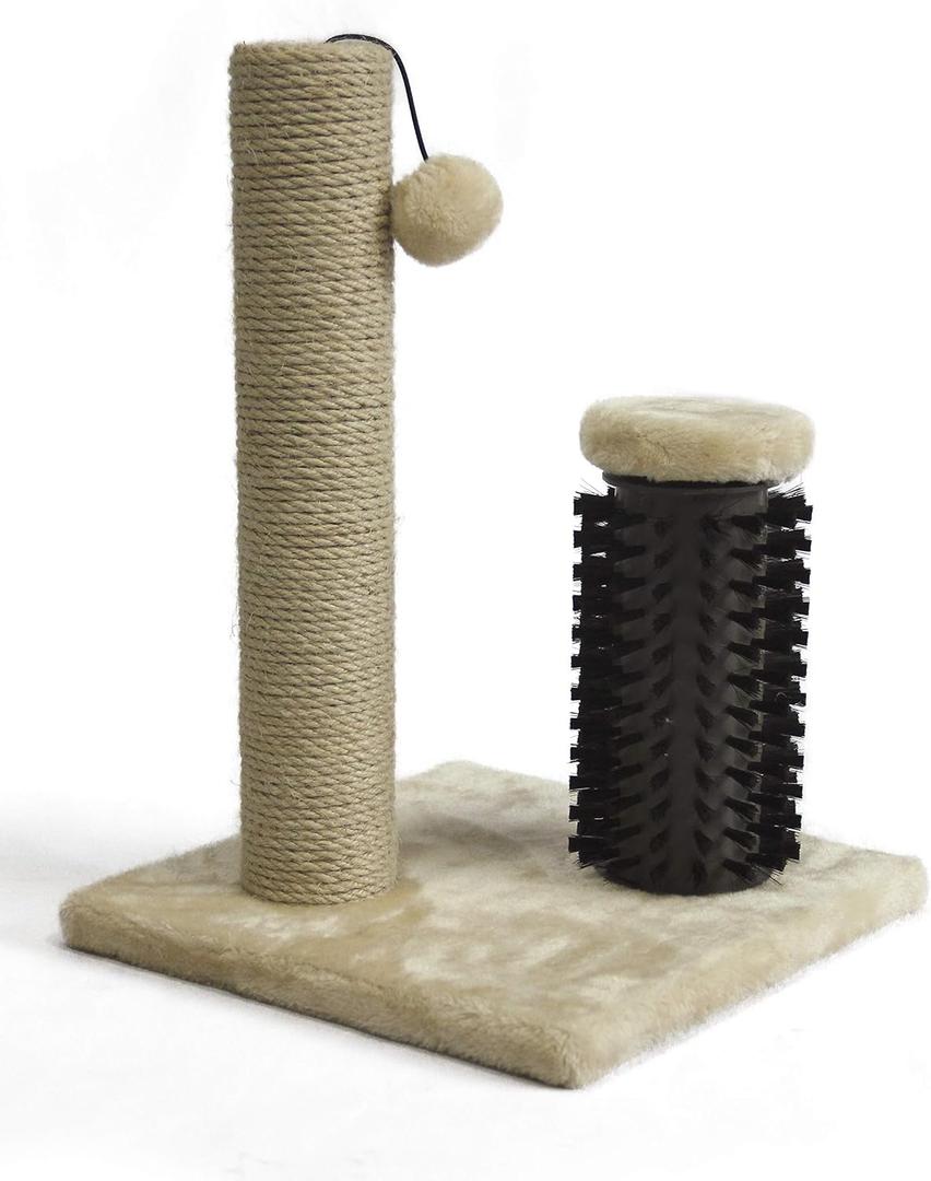 Amazon Basics Cat Scratcher - Indoor Classic Single Cat & Kittens Scratching Post with Brush, Small (16.5" H) - Beige Amazon Basics Cat Scratcher - Indoor Classic Single Cat & Kittens Scratching Post with Brush, Small (16.5" H) - Beige