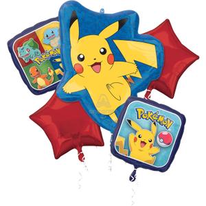 Anagram Pokmon Foil Balloon Bouquet 5 Piece Set Perfect for Kids Birthdays and Themed Parties