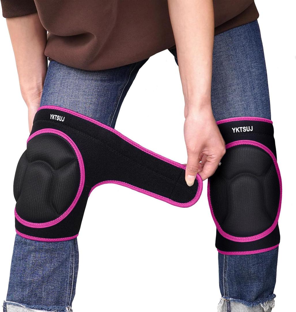 Women Men Knee Pad Suitable for House Working, Floor and Carpet Cleaning, Gardening Maintain, Construction Work, High Elastic Fabric Men Knee Pads Protect Knee Safety (Small, A-Black with Pink Edges)