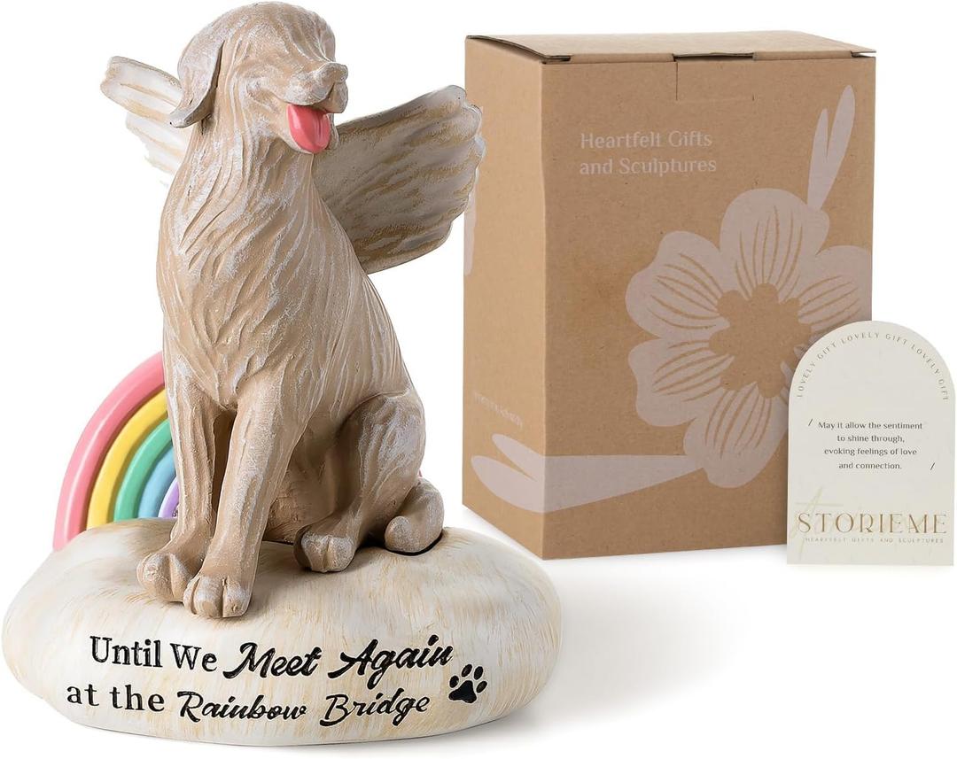Dog Memorial Figurines Statues: Pet Sympathy Gifts for Loss of Dogs - Rainbow Bridge Remembrance Angel Gift for Dog Mom