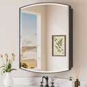 Keonjinn Black Medicine Cabinet with Mirror 24" x 30", Adjustable Shelves