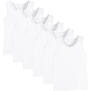 6-Pack Girls and Toddlers' Tank Tops Racerback Sleeveless Undershirts Girls Dance Tops (9-10 Years, White)