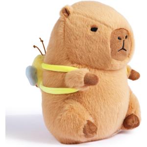 Cute Capybara Plush Soft Kawaii Capybara Plush Doll Pillow with Bee Backpack Capybara Stuffed Animals for Girls Kids Adults Birthdays Valentines Gift 12 inch