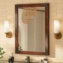 TETOTE 22 x 30 Walnut Wood Mirror for Bathroom Wall/Bedroom/Living Room/Entryway Farmhouse Rustic Bathroom Vanity Mirror for Wall Waterproof (Horizontal/Vertical Mounted)