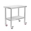 KUARBARR Stainless Steel Table with Wheels 30 x 18 Inch NSF Commercial Stainless Steel Metal Prep Table for Restaurant Kitchen Garage, 18"x30"