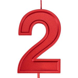 3.93in Big Size Happy Birthday Metallic Red Number 2 Candles, Happy Birthday Cake Cupcake Toppers Decoration and Celebrating for Adults/Kids Party or Family Baking (3.93in red Number 2)