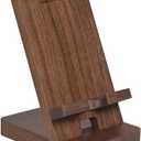 LUCKY BEAN Wood Phone Stand, Desktop Wooden Phone Holder, Portable Office Phone Stand for Desk, Wood ipad Stand Compatible with iPhone & All Cell Phones (Walnut)