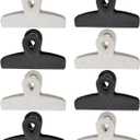 COOK WITH COLOR Bag Clips - Heavy Duty Chip Clip and Refrigerator Magnet Clips for Food Storage with Air Tight Seal Grip, Black and White, Pack of 8 Large Clips