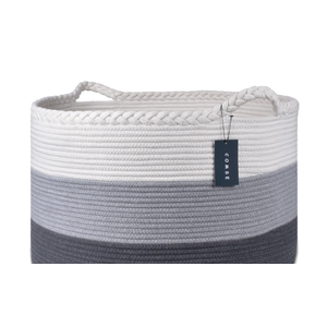 COMSE Extra Large Woven Blanket Laundry Basket, 21.7â€x 13.8â€, Nursery Hamper, Cotton Rope Laundry Hamper Living Room for Storage Toys Clothes Towels (White & Light Gray & Dark Gray)