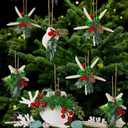 Thyle 12 Pcs Beach Christmas Ornaments Set Handmade Natural Seashell Starfish Conch Crafts with Pine Cones Berry Bell Hanging Ornaments for Home Christmas Tree Holiday Party Decoration