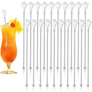 20 Pcs Halloween Swizzle Sticks Stainless Coffee and Cocktail Stirrers 8.27 Inches Ghost Stirrers Reusable Cocktail Stir Sticks for Halloween Party Tea Coffee Bar Decoration