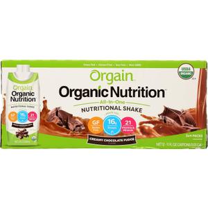 ORGAIN Chocolate Fudge Nutritional Shake,11 Fl oz (Pack of 12) (EXP 05/12/26)