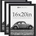 16x20 Picture Frames 3 Pack, Black Oak Wood Wide Border, for Poster