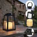 2 Pack 8.6Black Decorative Lanterns with Timer 6H,Battery Operated Flameless Candles, Realistic Flickering Warm White LED Candle, Decorative Lantern for Home Patio Garden
