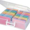 Novelinks Transparent 4" x 6" Photo Cases and Clear Craft Keeper with Handle, 16 Inner Photo Organizers & Photo Storage Box, Plastic Photo Storage Containers (Clear)