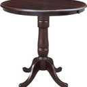 International Concepts 36-Inch Round Top Pedestal Table with 12-Inch Leaf, 36-Inch Counter Height, Rich Mocha, (34.9Hx36Wx48D)