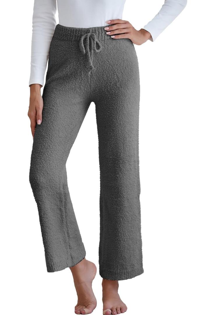 Famulily Womens Fuzzy Long Pants Drawstring Wide Leg Pajamas Bottoms Warm Comfy Sleepwear Pants, Size Small Famulily Womens Fuzzy Long Pants Drawstring Wide Leg Pajamas Bottoms Warm Comfy Sleepwear Pants, Size Small