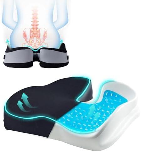 Gel Seat Cushions for Office Chairs Wheelchair Cushion for Long Sitting Back Pain，Memory Foam Seat Car Computer Desk Chair Cushion，Coccyx Cushion for Tailbone Pain Relief Office Chair Butt Pillow