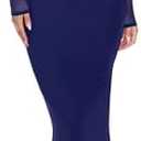 REORIA Women's Spring Mesh Sheer Long Sleeve Wedding Guest Dress Sexy Floral Bodycon Maxi Long Dresses Bellwether Blue, Large