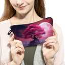 3 x Pink World Tree Makeup Bag Floral Giant Tree Cute Organizer Bag Zipper Pouch Pink Moon Tree Print Cosmetic Bag Present for Women Friends