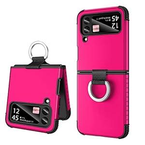 BENTOBEN Samsung Galaxy Z Flip 4 Case, Z Flip 4 5G Case, Heavy Duty 2 in 1 Full Body Rugged Shockproof Protection Cover with Ring Girls Women Boy Men Covers for Galaxy Z Flip 4 6.7”, Hot Pink