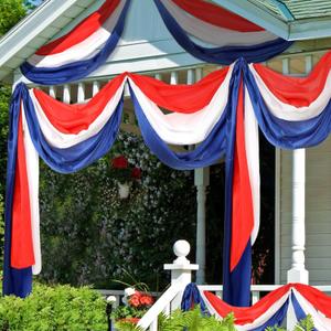 3 Pcs 1.7x13 ft Patriotic Bunting Decorations 4th of July Decor Large Red White Blue Banner Veterans Day Memorial Independence Day Celebration DIY Hanging Flag Table Runner Outdoor Indoor Porch Garden