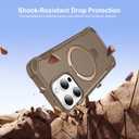 Compatible with iPhone 15 Pro Case with Invisible Magnetic Kickstand [Compatible with MagSafe] [10-FT Military Drop Protection] Slim Hard Back Soft Edge Phone Cover 6.1 Inch, Khaki