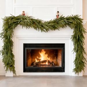 2-Pack Norfolk Pine Garland Real Touch Garland Spring, 9FT Spring Garlands for Mantle, Indoor Outdoor Holiday Decorations Deluxe Artificial Greenery Decor Realistic Norfolk Garlands