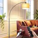 EDISHINE 78.3″ Modern Arc Floor Lamp with Remote, Tall Black Standing Lamp with Stepless Dimmable Bulb & 5 Color Temperature, Curved Mid Century Floor Lamps for Living Room, Bedroom, Nursey