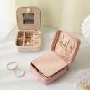 2 x Mini Jewelry Travel Box, Italian Velvet Travel Jewelry Storage Box, Small Portable Jewelry Storage Rack, Jewelry Box with Mirror Beads, Women's Travel Jewelry Box, Gift Box (with Mirror)