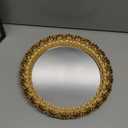 YANIZU Decorative Mirror Tray, Round Hollowed Out Design, Organizer for Makeup, Jewelry, Perfume, Vintage Display and Serving Tray for Dresser, Counter and Coffee Table, 12inchesX 12inches, Gold