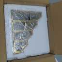 4 Slots Glass Business Card Stands for Display, Desktop Business Card Holder with Gold Metal Frame, Clear Name Cards Organizer for Office, Exhibition, and Meetings (4.13" L x 5.9" W x 4.72" H)