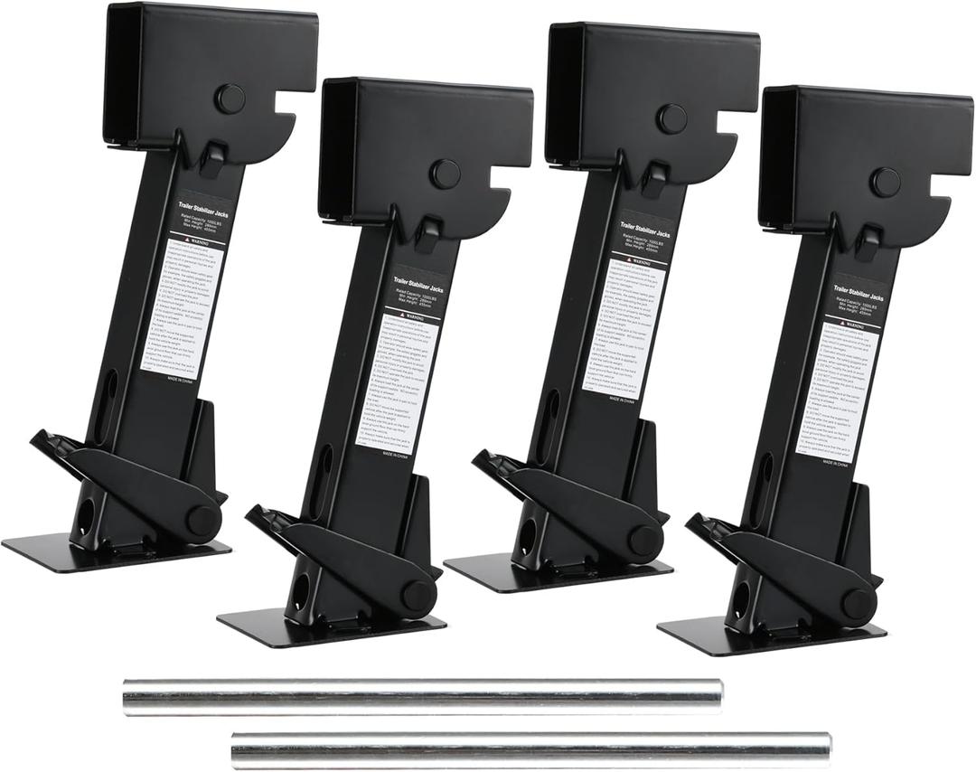 Set of 4 Trailer Stabilizer Leveling Jacks Folding Telescoping Legs for Travel RV Camper - 1000lbs Capacity Each