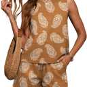 LOMON Women's Trendy 2 Piece Outfits Shorts Sets Summer Crew Neck Sleeveless Tank Top and Bottom Matching with Pockets 2026 L