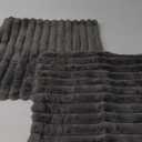 DEELAND Pack of 2,Double-Sided Faux Fur Plush Decorative Throw Pillow Covers Fuzzy Striped Soft Pillowcase Cushion Covers for Sofa Couch Bedroom (Dark Grey)