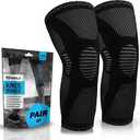 POWERLIX Knee Compression Sleeve (Pair) - Best Knee Brace for Knee Pain for Men & Women Knee Support for Running, Basketball, Volleyball, Weightlifting, Gym, Workout, Sports - (Black S)
