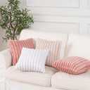 NiNi ALL Faux Fur Plush Throw Pillow Covers Beige 24x24 Inch Set of 2 Decorative Soft Plush Striped Couch Pillow Cover for Sofa Cushion Cases for Couch Bed Home Decor