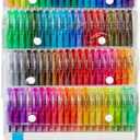 2 pack KINGART GLITTER Rollerball GEL PENS, 80 Sparkling Colors with Soft-Grip Comfort, XL Ink Cartridge - For Coloring, Doodling, Scrapbooking, Journaling and General Use, All Ages, 80 Pens