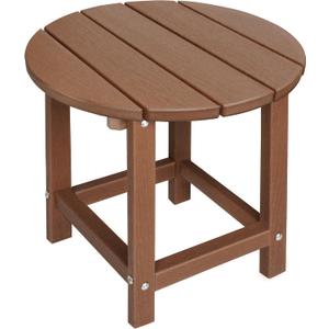 LZRS Round Adirondack Patio Side Table End Table, Outdoor Side Tables for Patio, Backyard,Pool, Indoor Companion, Easy Maintenance & Weather Resistant(Brown)