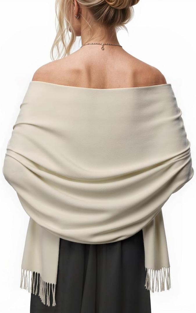 Women's Scarf Pashmina Shawls and Wraps for Evening Dress Wedding Bridal Bridesmaid Winter Warm Long Large Scarves (Beige)