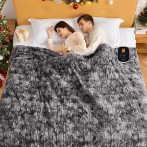 WOOMER Heated Blanket Full Size Electric Blanket 77"x 84", Soft Faux Fur Fast Heating Blanket, 10 Heating Levels & 0.5-12H Auto Off, Over-Heat Protection, ETL Certification