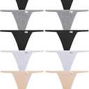 FINETOO 10 Pack G-String Thongs for Women Cotton Panties Stretch T-back Tangas Low Rise Hipster Underwear Sexy M