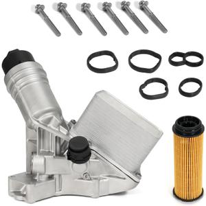 11428583895 Aluminium Engine Oil Cooler Filter Housing Assembly Compatible with 2016-2021 BMW 340i 440i 540d 540i 640i 740i M240i X3 X4 3.0L Replace# 11428511391