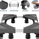 Upgrade Fridge Stand Mobile Base with 8 Locking Wheels and 4 Strong Feet 27.5”-35.4” Adjustable Furniture Dolly for Washer Dryer Washing Machine Stand Pedestal, Refrigerator Stand (Black)