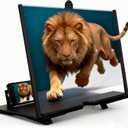 Screen Mobile Phone Magnifier, 2026 New 3D HD Screen Expander, Portable Enlarger Movies Gaming Video,Foldable Phone Stand with Movie Screen Amplifier,Compatible with All Phones (Black, 12inch)